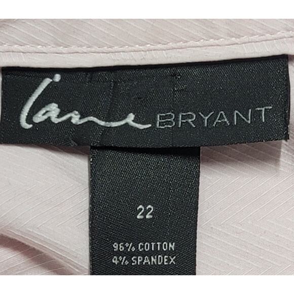 Lane Bryant Pink Button Up Collar Top 22 Lightweight Soft Stretchy Rounded Hem - Picture 4 of 5